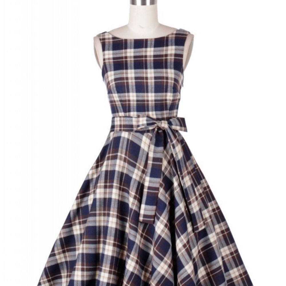 Brown plaid vintage style dress - Picture 2 of 6